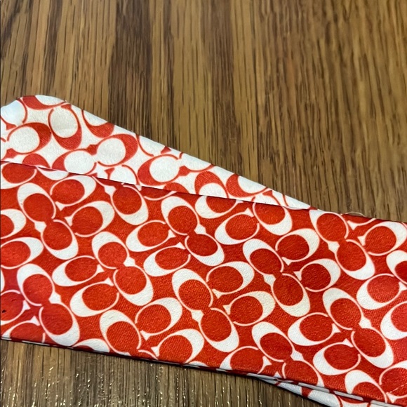 Coach signature C Red and White Silk Scarf - Picture 3 of 4